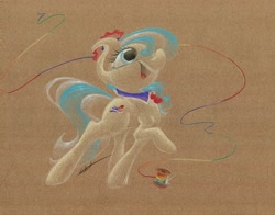 Size: 1045x820 | Tagged: safe, artist:getchanoodlewet, character:coco pommel, episode:rarity takes manehattan, g4, my little pony: friendship is magic, female, rainbow thread, solo, thread, traditional art