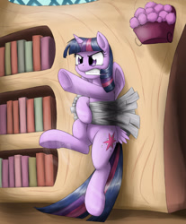 Size: 2392x2885 | Tagged: safe, artist:otakuap, character:twilight sparkle, character:twilight sparkle (alicorn), species:alicorn, species:pony, against wall, angry, duct tape, female, flailing, frown, glare, gritted teeth, hoofy-kicks, mare, remake, restrained, solo, stuck, underhoof