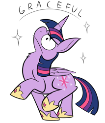 Size: 600x700 | Tagged: safe, artist:karpet-shark, character:twilight sparkle, character:twilight sparkle (alicorn), species:alicorn, species:pony, twily-daily, chest fluff, female, fluffy, graceful, majestic as fuck, mare, pose, raised hoof, raised leg, solo, sparkles, wide eyes