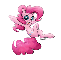 Size: 1000x990 | Tagged: safe, artist:peachiekeenie, character:pinkie pie, cute, diapinkes, female, looking at you, simple background, solo, white background