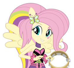 Size: 2361x2194 | Tagged: safe, artist:negasun, character:fluttershy, equestria girls:rainbow rocks, g4, my little pony: equestria girls, my little pony:equestria girls, female, musical instrument, simple background, solo, tambourine, transparent background, vector