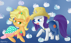 Size: 1732x1046 | Tagged: safe, artist:verminshy, character:applejack, character:rarity, episode:simple ways, g4, my little pony: friendship is magic, applejewel, rarihick