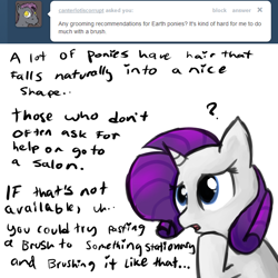 Size: 680x680 | Tagged: safe, artist:moonblizzard, character:rarity, rarity answers, ask, female, solo, tumblr