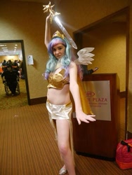 Size: 403x537 | Tagged: safe, artist:lochlan o'neil, character:princess celestia, species:human, armor, battle armor, belly button, cosplay, irl, irl human, midriff, photo, solar empire, solo, video game