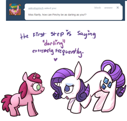Size: 700x669 | Tagged: safe, artist:moonblizzard, character:rarity, character:ruby pinch, rarity answers, ask, tumblr