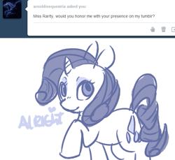 Size: 605x555 | Tagged: safe, artist:moonblizzard, character:rarity, rarity answers, ask, female, solo, tumblr