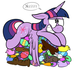 Size: 700x650 | Tagged: safe, artist:karpet-shark, character:twilight sparkle, character:twilight sparkle (alicorn), species:alicorn, species:pony, twily-daily, candy, chocolate, easter, female, mare, solo