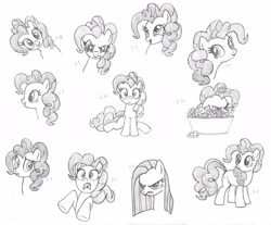 Size: 1999x1655 | Tagged: safe, artist:nimaru, character:pinkamena diane pie, character:pinkie pie, species:earth pony, species:pony, angry, female, looking at you, mare, screaming, sketch, smiling, surprised, traditional art