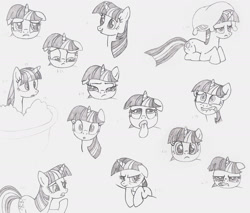Size: 1972x1684 | Tagged: safe, artist:nimaru, character:twilight sparkle, pillow, pillow hat, sketch