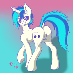 Size: 1500x1500 | Tagged: safe, artist:punk-pegasus, character:dj pon-3, character:vinyl scratch, dj boot-3, dock, ear fluff, featureless crotch, female, fluffy, looking at you, looking back, plot, raised hoof, raised tail, smiling, solo, underhoof