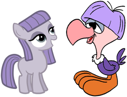 Size: 833x637 | Tagged: safe, artist:thecheeseburger, character:maud pie, concord condor, filly, tiny toon adventures