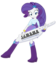 Size: 3056x3472 | Tagged: safe, artist:negasun, character:rarity, equestria girls:rainbow rocks, g4, my little pony: equestria girls, my little pony:equestria girls, blouse, boots, bracelet, clothing, female, jewelry, keytar, musical instrument, shoes, skirt, solo, vector