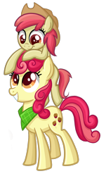 Size: 1656x2736 | Tagged: safe, artist:thecheeseburger, character:apple bumpkin, character:liberty belle, apple family, apple family member, clothing, hat, neckerchief, sisters