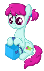 Size: 1440x2304 | Tagged: safe, artist:thecheeseburger, character:ruby splash, species:earth pony, species:pony, background pony, backpack, solo