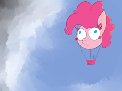 Size: 1600x1200 | Tagged: safe, artist:magical disaster, character:pinkie pie, :3, balloon, catface, female, sky, solo