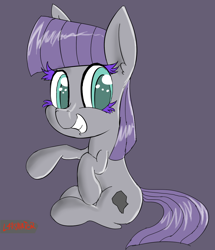 Size: 952x1107 | Tagged: safe, artist:magical disaster, character:maud pie, alternate universe, colored eyelashes, cute, female, happy, looking at you, maudabetes, personality swap, sitting, smiling, solo, when she smiles, wrong cutie mark
