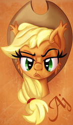Size: 1166x2000 | Tagged: safe, artist:discorded, character:applejack, female, portrait, solo