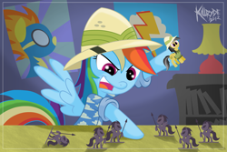 Size: 2411x1608 | Tagged: safe, artist:killryde, character:daring do, character:rainbow dash, action figure, clothing, female, hat, pith helmet, playing, ponies playing with ponies, solo, toy