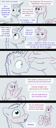 Size: 500x1132 | Tagged: safe, artist:haretrinity, character:princess cadance, character:shining armor, alternate hairstyle, comic, kissing, younger