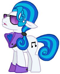 Size: 456x562 | Tagged: safe, artist:durpy, character:dj pon-3, character:hoity toity, character:vinyl scratch, color edit, dj col-7, record scrape, rule 63, solo