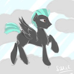 Size: 3000x3000 | Tagged: safe, artist:sidekick, character:thunderlane, species:pegasus, species:pony, cloud, high res, male, missing cutie mark, raised hoof, sketch, sky, solo, stallion