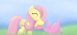 Size: 2200x1000 | Tagged: safe, artist:dshou, character:fluttershy, species:sheep
