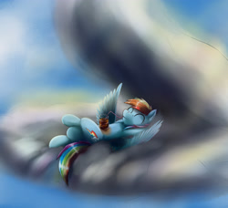 Size: 3709x3385 | Tagged: safe, artist:otakuap, character:rainbow dash, cloud, cloudy, drink, eyes closed, female, glass, sipping, solo, straw