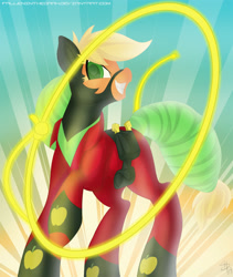 Size: 1690x2000 | Tagged: safe, artist:falleninthedark, character:applejack, character:mistress marevelous, episode:power ponies, g4, my little pony: friendship is magic, female, solo