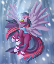 Size: 1690x2000 | Tagged: safe, artist:falleninthedark, character:masked matter-horn, character:twilight sparkle, character:twilight sparkle (alicorn), species:alicorn, species:pony, episode:power ponies, g4, my little pony: friendship is magic, clothing, costume, female, goggles, mare, solo