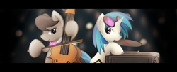 Size: 6800x2800 | Tagged: safe, artist:dshou, character:dj pon-3, character:octavia melody, character:vinyl scratch, wallpaper