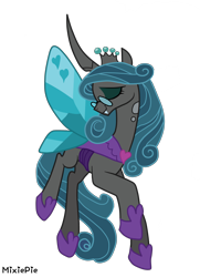 Size: 3000x4153 | Tagged: safe, artist:mixiepie, character:queen chrysalis, female, glasses, good side, reversalis, simple background, solo, transparent background, vector
