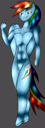 Size: 825x2305 | Tagged: safe, artist:murder, character:rainbow dash, species:anthro, abs, female, simple background, solo, wat