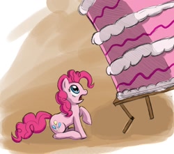 Size: 1220x1080 | Tagged: safe, artist:otakuap, character:pinkie pie, cake, female, food, scared, solo, this will end in tears