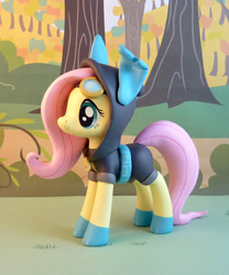 Size: 749x900 | Tagged: safe, artist:krowzivitch, character:fluttershy, species:pegasus, species:pony, bunny ears, clothing, craft, custom, dangerous mission outfit, female, figurine, flutterspy, goggles, hoodie, irl, mare, photo, sculpture, solo, toy