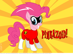 Size: 969x712 | Tagged: safe, artist:kturtle, character:pinkie pie, alternate hairstyle, clothing, cosplay, costume, crossover, cute, diapinkes, female, freakazoid, mask, pinkazoid, solo
