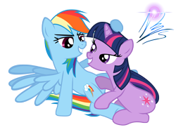 Size: 8000x6000 | Tagged: safe, artist:nightmaremoons, character:rainbow dash, character:twilight sparkle, ship:twidash, absurd resolution, female, lesbian, shipping, show accurate, simple background, transparent background, vector, wallpaper