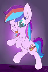 Size: 1000x1500 | Tagged: safe, artist:magical disaster, oc, oc only, oc:tiara colour, birthday gift, cute, tongue out