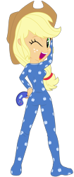 Size: 3000x7160 | Tagged: safe, artist:discorded, character:applejack, equestria girls:rainbow rocks, g4, my little pony: equestria girls, my little pony:equestria girls, absurd resolution, clothing, controller, cowboy hat, female, footed sleeper, hat, pajamas, show accurate, simple background, solo, stetson, transparent background, vector