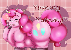 Size: 1660x1160 | Tagged: safe, artist:braffy, character:pinkie pie, candy, fat, female, food, obese, piggy pie, pudgy pie, solo