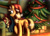 Size: 2966x2132 | Tagged: safe, artist:otakuap, character:apple bloom, character:applejack, species:earth pony, species:pony, episode:hearth's warming eve, g4, my little pony: friendship is magic, adorabloom, blanket, christmas, christmas tree, clothing, couch, cute, eyes closed, female, filly, hat, mare, mouth hold, present, profile, raised hoof, santa hat, shadow, smiling, tree, young