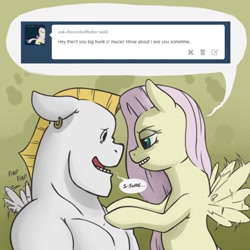 Size: 1280x1280 | Tagged: safe, artist:raph13th, character:bulk biceps, character:fluttershy, comic:built for power, ship:flutterbulk, ask, discorded, female, flutterbitch, male, shipping, straight, tumblr, wingboner