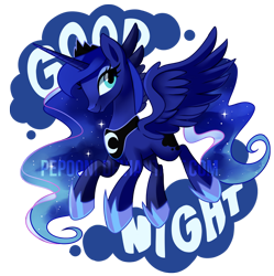 Size: 716x720 | Tagged: safe, artist:pepooni, character:princess luna, species:alicorn, species:pony, cute, female, flying, lunabetes, mare, obtrusive watermark, solo, watermark