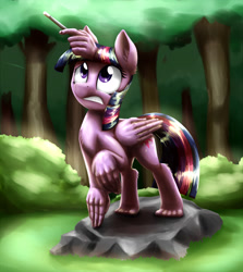 Size: 3841x4303 | Tagged: safe, artist:otakuap, character:twilight sparkle, character:twilight sparkle (alicorn), species:alicorn, species:pony, absurd resolution, body part swap, female, hand, magic wand, mare, not salmon, solo, suddenly hands, transformation, wand, wat, what has magic done