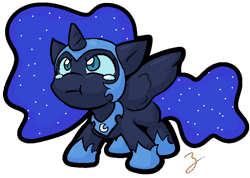 Size: 680x483 | Tagged: safe, artist:zutcha, character:nightmare moon, character:princess luna, species:alicorn, species:pony, cute, female, filly, nightmare woon, solo