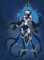 Size: 2921x3929 | Tagged: safe, artist:edcom02, artist:phn, character:princess luna, species:human, colored, crossover, humanized, marvel, spiders and magic: rise of spider-mane, symbiote, venom