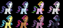 Size: 2200x1000 | Tagged: safe, artist:pika-robo, character:cherry spices, character:lemony gem, character:nightmare moon, character:nightmare rarity, character:princess luna, character:rainbow flash (g3), character:rarity, character:rarity (g3), character:sparkler (g1), character:sweetie belle, g1, g3, 3d, alternate costumes, g1 to g4, g3 to g4, generation leap, palette swap, source filmmaker
