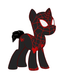 Size: 1200x1419 | Tagged: safe, artist:animepegasus, artist:edcom02, species:pony, species:unicorn, crossover, marvel, miles morales, simple background, solo, spider-man, spiders and magic: rise of spider-mane, transparent background, ultimate spider-man