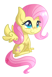Size: 1031x1519 | Tagged: safe, artist:drawntildawn, character:fluttershy, species:pegasus, species:pony, chibi, female, mare, simple background, solo, transparent background, watermark