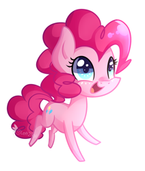 Size: 1220x1438 | Tagged: safe, artist:drawntildawn, character:pinkie pie, chibi, female, happy, simple background, solo, transparent background, watermark
