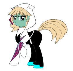 Size: 1646x1600 | Tagged: safe, artist:edcom02, artist:jmkplover, species:earth pony, species:pony, clothing, crossover, gwen stacy, hoodie, marvel, simple background, spider-gwen, spider-man, spider-mare, spider-woman, spiders and magic iv: the fall of spider-mane, spiders and magic: rise of spider-mane, transparent background